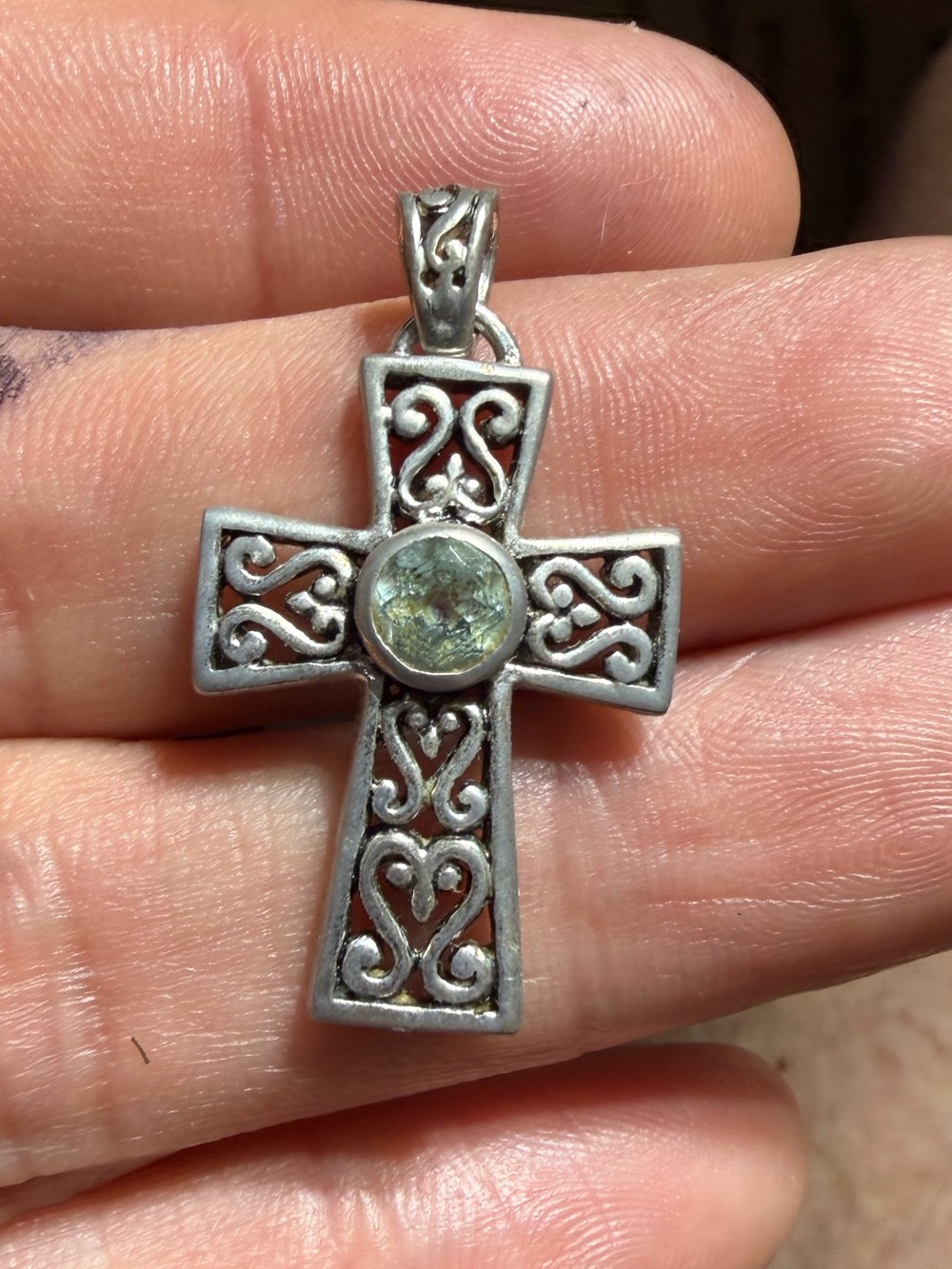 Vintage 925 Sterling Silver FAS “ Thai “ Filigree Celtic  Cross Pendant